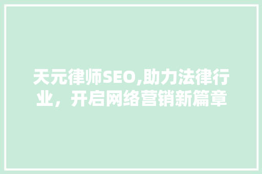 天元律师SEO,助力法律行业，开启网络营销新篇章 SEO关键词