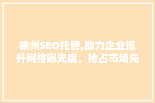 徐州SEO托管,助力企业提升网络曝光度，抢占市场先机 神马SEO