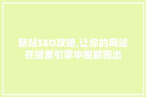 新站SEO攻略,让你的网站在搜索引擎中脱颖而出 SEO关键词