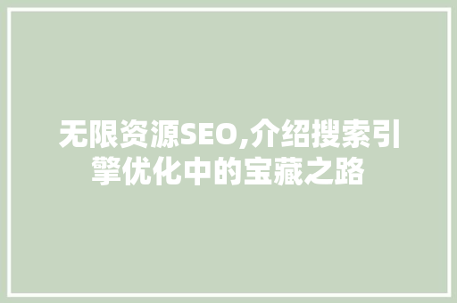 无限资源SEO,介绍搜索引擎优化中的宝藏之路 必应SEO