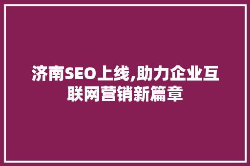济南SEO上线,助力企业互联网营销新篇章 网站建设公司