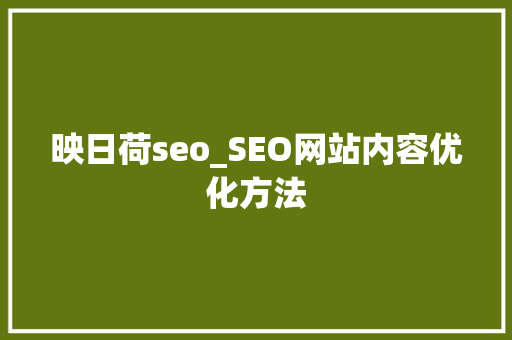 映日荷seo_SEO网站内容优化方法 映日荷seo_SEO网站内容优化方法 百度SEO