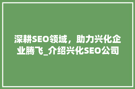 深耕SEO领域，助力兴化企业腾飞_介绍兴化SEO公司的发展之路 网站建设公司