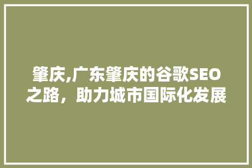 肇庆,广东肇庆的谷歌SEO之路，助力城市国际化发展