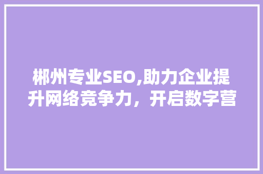 郴州专业SEO,助力企业提升网络竞争力，开启数字营销新篇章