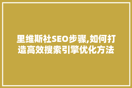 里维斯社SEO步骤,如何打造高效搜索引擎优化方法 百度SEO