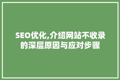 SEO优化,介绍网站不收录的深层原因与应对步骤