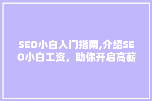 SEO小白入门指南,介绍SEO小白工资，助你开启高薪职业生涯