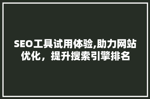 SEO工具试用体验,助力网站优化，提升搜索引擎排名