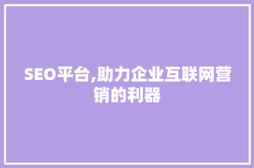 SEO平台,助力企业互联网营销的利器