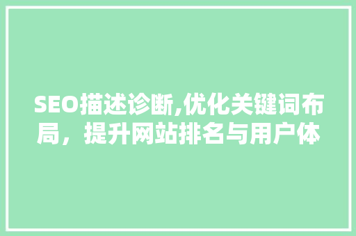 SEO描述诊断,优化关键词布局，提升网站排名与用户体验 必应SEO