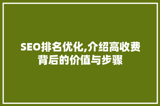 SEO排名优化,介绍高收费背后的价值与步骤