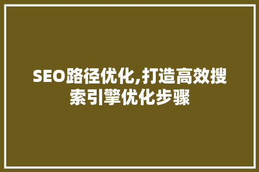 SEO路径优化,打造高效搜索引擎优化步骤