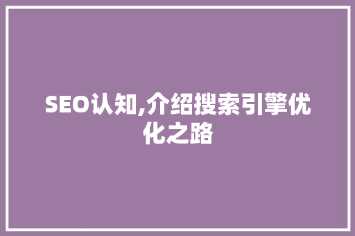 SEO认知,介绍搜索引擎优化之路 SEO关键词