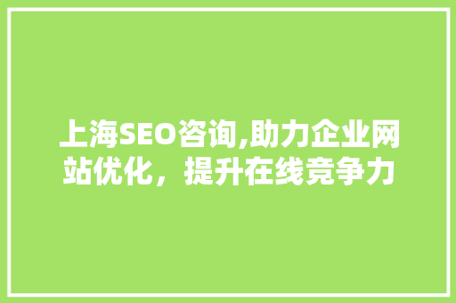 上海SEO咨询,助力企业网站优化，提升在线竞争力