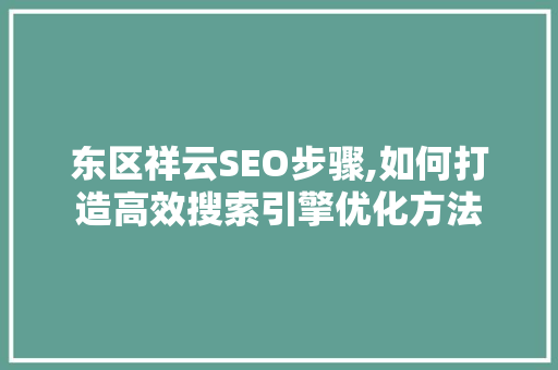 东区祥云SEO步骤,如何打造高效搜索引擎优化方法