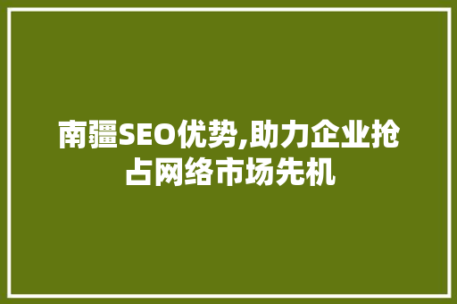 南疆SEO优势,助力企业抢占网络市场先机 SEO关键词