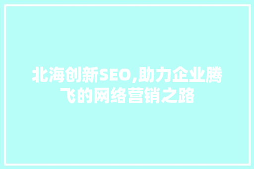 北海创新SEO,助力企业腾飞的网络营销之路