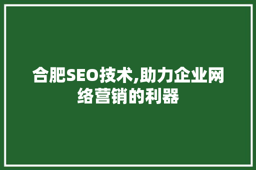 合肥SEO技术,助力企业网络营销的利器