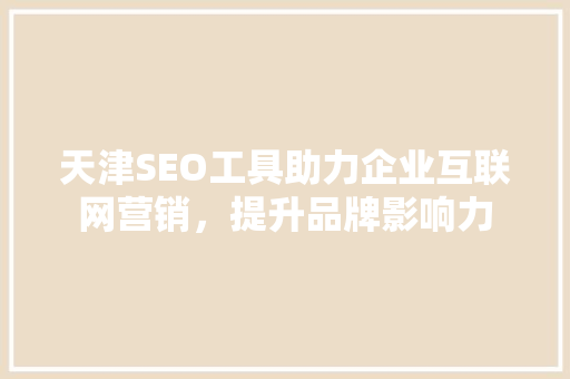 天津SEO工具助力企业互联网营销，提升品牌影响力 网站建设公司