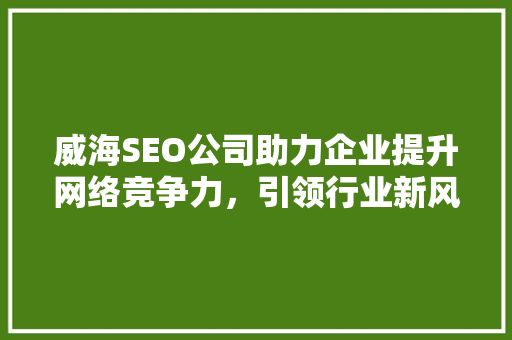 威海SEO公司助力企业提升网络竞争力，引领行业新风尚