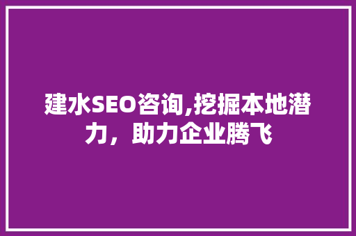 建水SEO咨询,挖掘本地潜力，助力企业腾飞 神马SEO