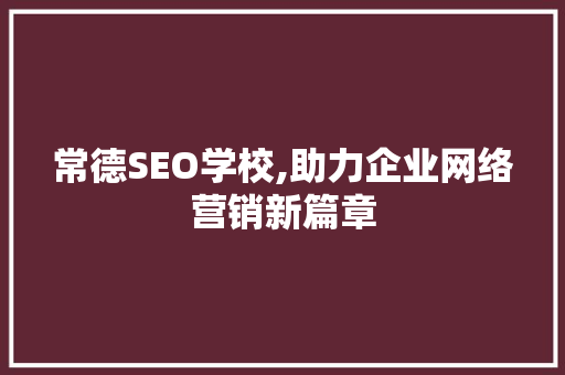 常德SEO学校,助力企业网络营销新篇章