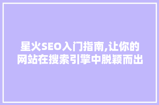 星火SEO入门指南,让你的网站在搜索引擎中脱颖而出 SEO关键词