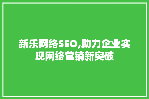 新乐网络SEO,助力企业实现网络营销新突破