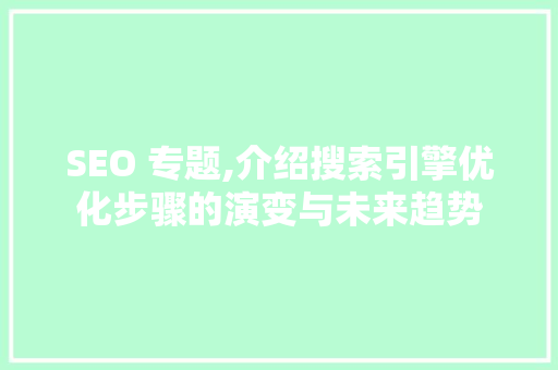 SEO 专题,介绍搜索引擎优化步骤的演变与未来趋势