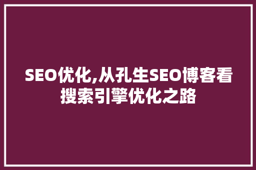 SEO优化,从孔生SEO博客看搜索引擎优化之路