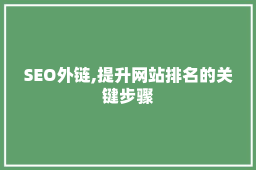 SEO外链,提升网站排名的关键步骤 搜狗SEO