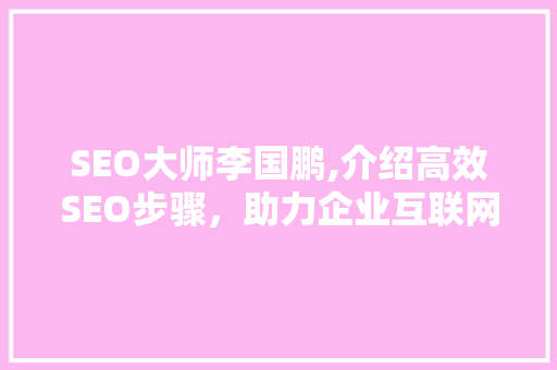SEO大师李国鹏,介绍高效SEO步骤，助力企业互联网营销腾飞 神马SEO