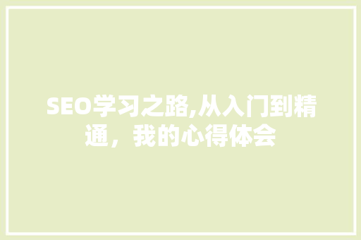 SEO学习之路,从入门到精通，我的心得体会