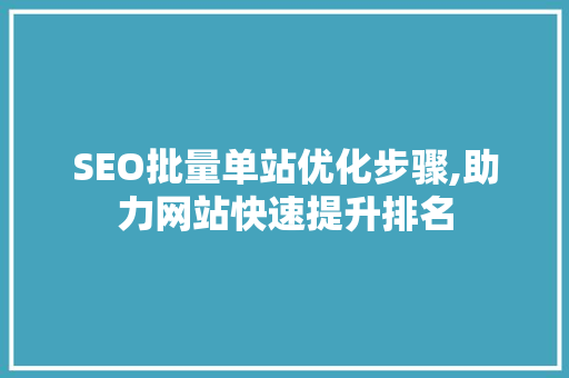 SEO批量单站优化步骤,助力网站快速提升排名