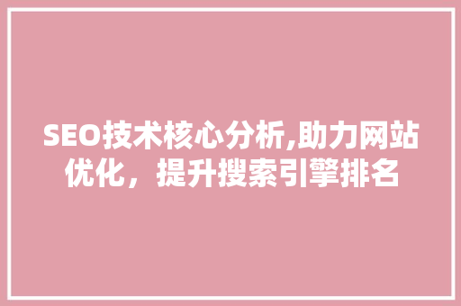 SEO技术核心分析,助力网站优化，提升搜索引擎排名 SEO关键词