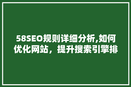 58SEO规则详细分析,如何优化网站，提升搜索引擎排名 神马SEO