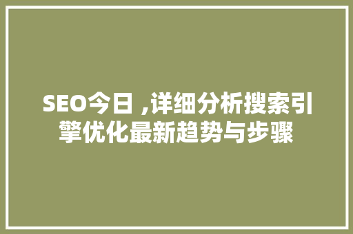 SEO今日 ,详细分析搜索引擎优化最新趋势与步骤