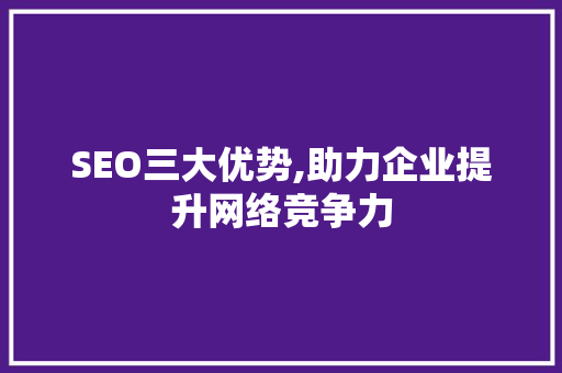 SEO三大优势,助力企业提升网络竞争力