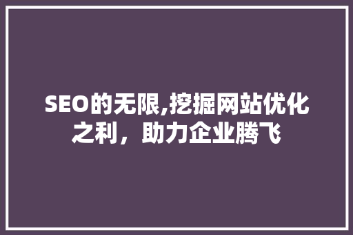 SEO的无限,挖掘网站优化之利，助力企业腾飞