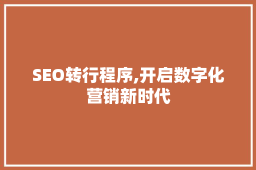SEO转行程序,开启数字化营销新时代