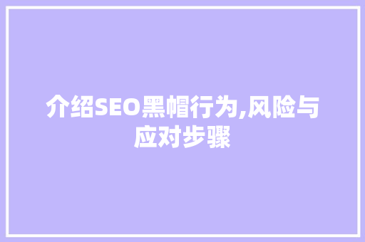 介绍SEO黑帽行为,风险与应对步骤 搜狗SEO