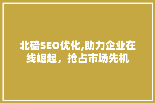 北碚SEO优化,助力企业在线崛起，抢占市场先机