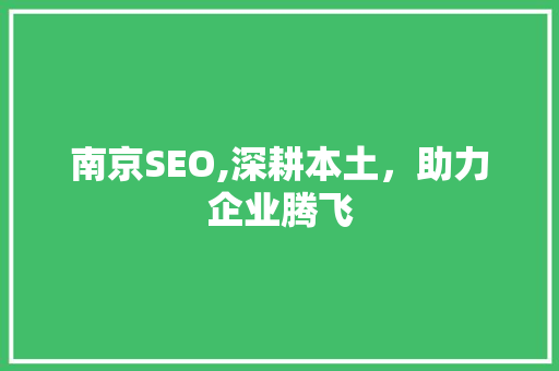 南京SEO,深耕本土，助力企业腾飞