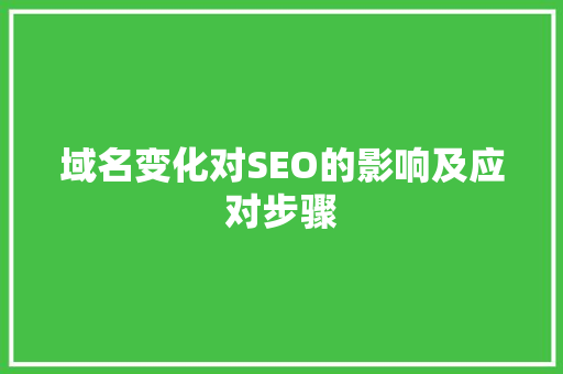 域名变化对SEO的影响及应对步骤 网站建设公司