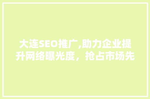 大连SEO推广,助力企业提升网络曝光度，抢占市场先机 网站建设公司