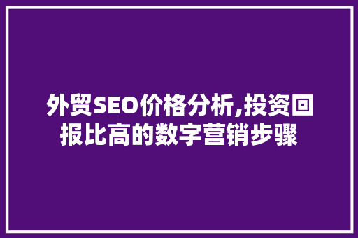 外贸SEO价格分析,投资回报比高的数字营销步骤 SEO关键词