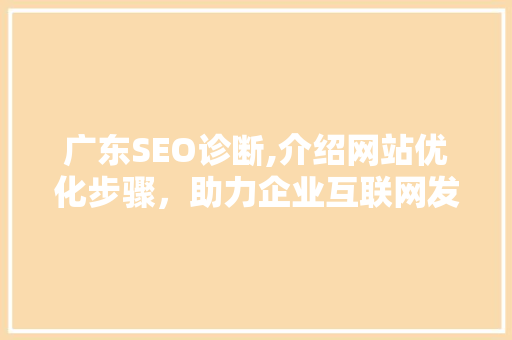 广东SEO诊断,介绍网站优化步骤，助力企业互联网发展 神马SEO