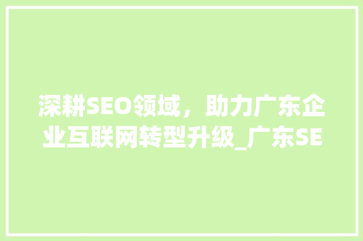 深耕SEO领域，助力广东企业互联网转型升级_广东SEO网站发展现状与未来展望