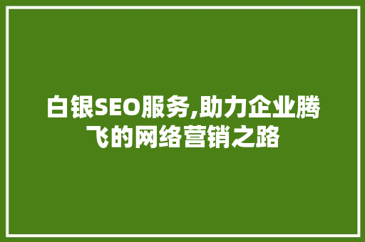 白银SEO服务,助力企业腾飞的网络营销之路